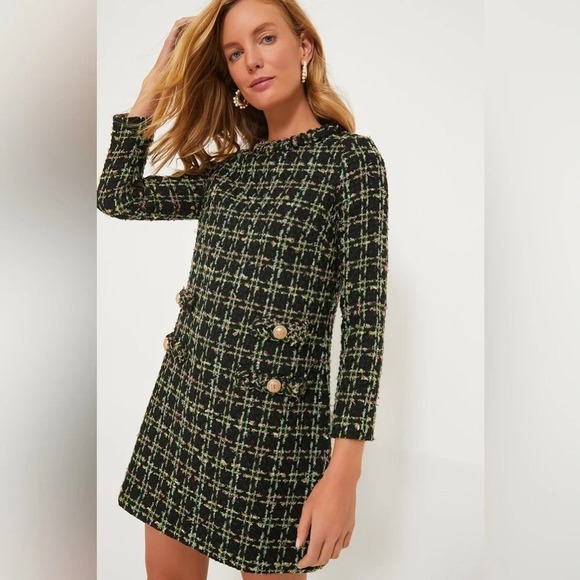 Tuckernuck Dresses & Skirts - TUCKERNUCK Womens Sz M Holly Tinsel Tweed Long Sleeve Jackie Dress Boucle Luxe